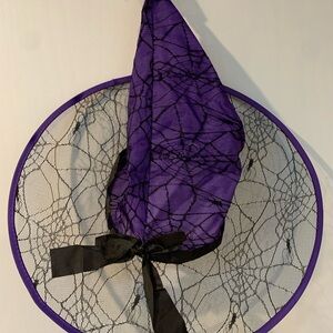 Purple Witch Hat with Black Web Design